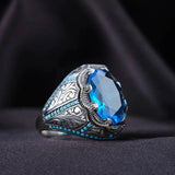 Vintage Handmade Silver and Blue Stone Ring