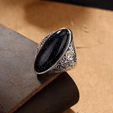 Vintage Oval Silver Ring with Stone