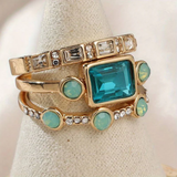 Vintage Ring Set with Blue Crystals