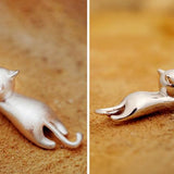 Silver Playful Kitty Necklace